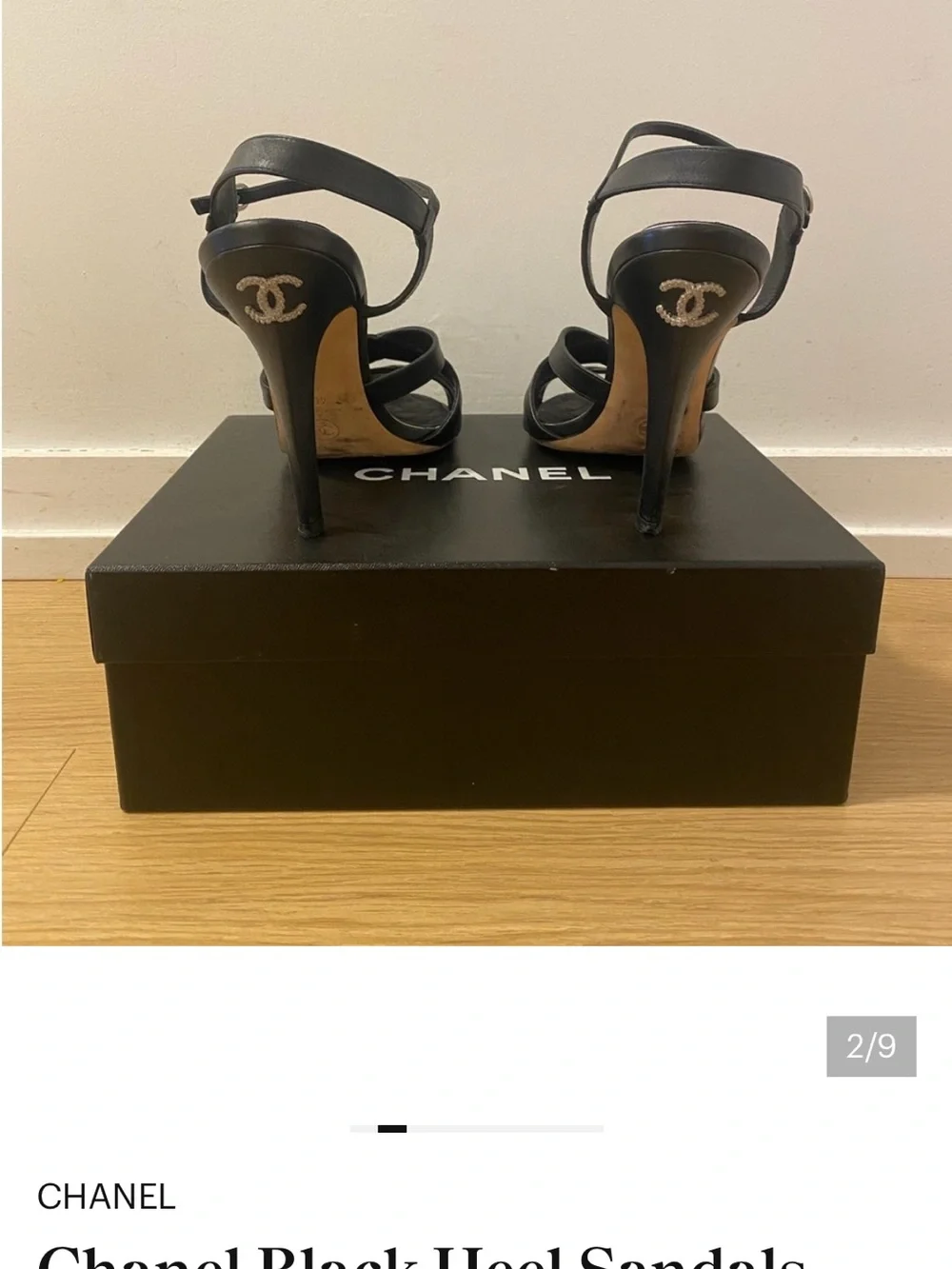 CHANEL Black Leather Crisscross Slingback Heels